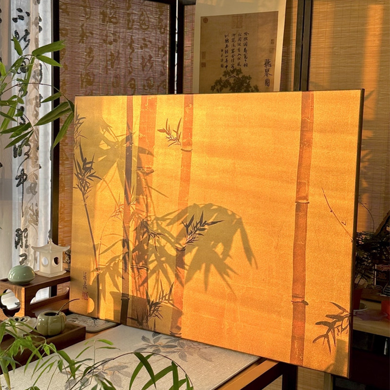 Neues antikes Goldfoliengemäld – Japanese Living Lifestyle Bewertung und Preis