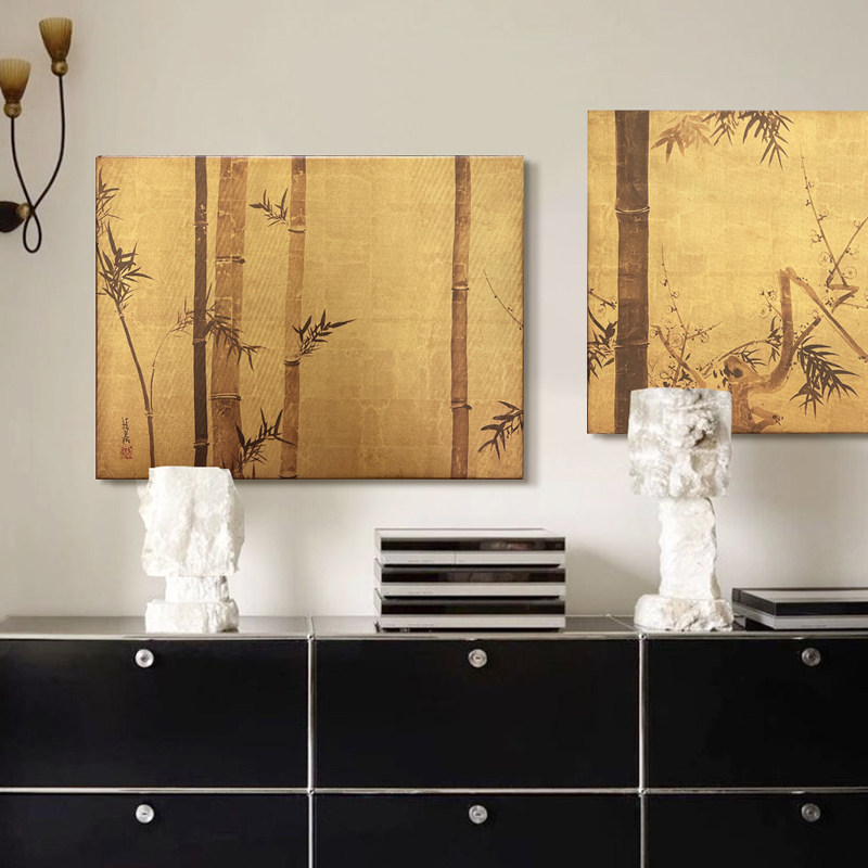 Neues antikes Goldfoliengemäld – Japanese Living Lifestyle Bewertung und Preis