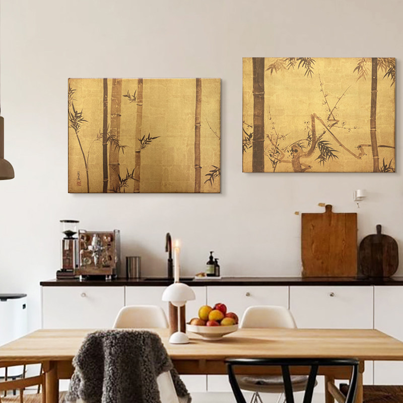 Neues antikes Goldfoliengemäld – Japanese Living Lifestyle Bewertung und Preis